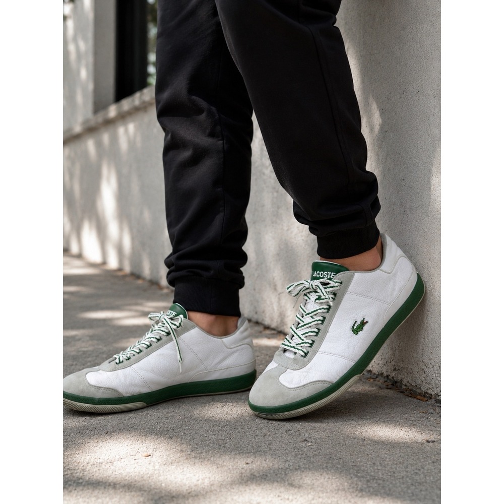Lacoste Korben Croc White Green Leather Sneakers Shoes Men's Size 10 Y2K Retro